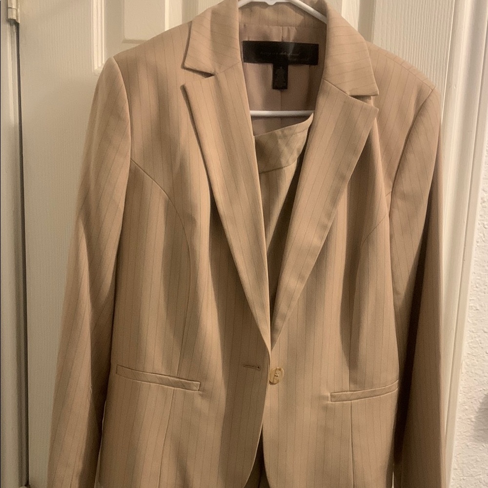Apostrophe Tan Striped Suit